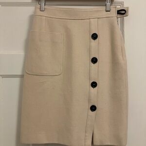 Yves Saint Laurent Cream A-Line Skirt with Black Button Trim